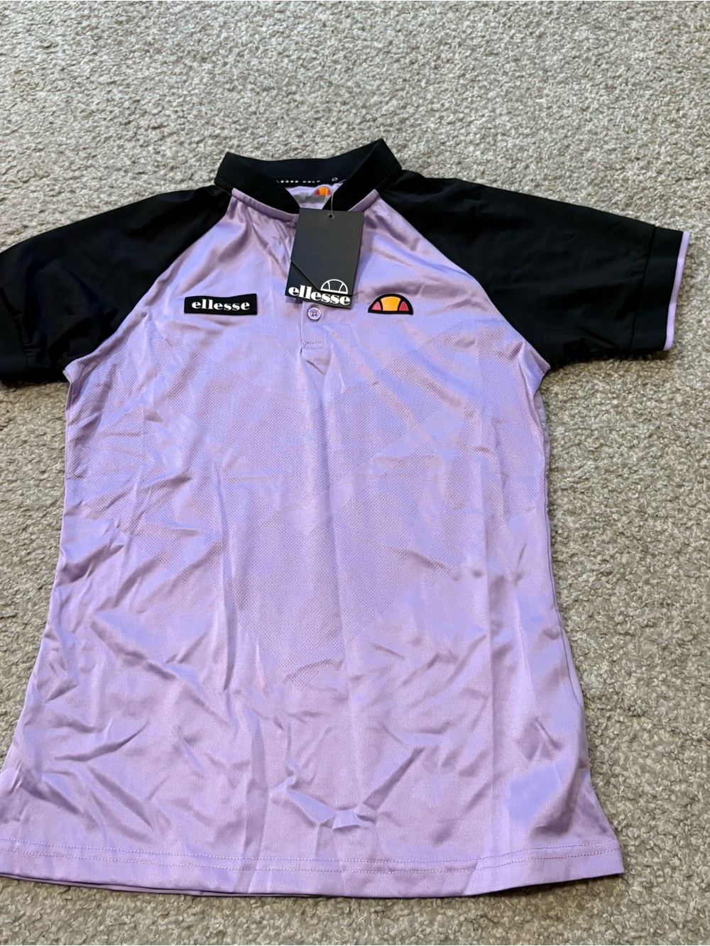 Ellesse Lavender and Black Short-Sleeve Raglan Polo Shirt NEW Sz 4 Golf Women’s
